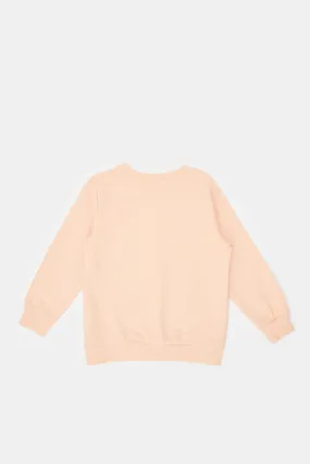 Ivory Floral Aop & Peach Solid Sweatshirt