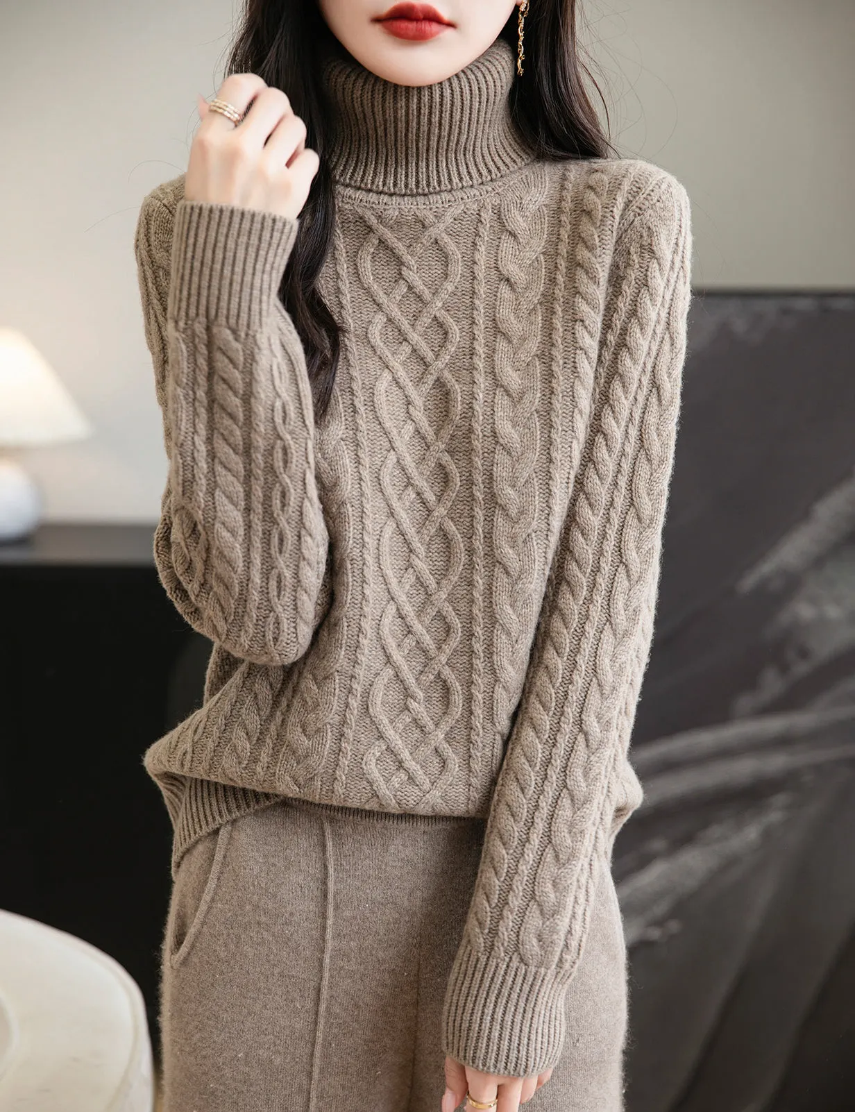 Kathy Woman Turtleneck Soft Long Sleeve Sweater