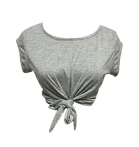 Knotted Tie Front Crop Top Shirt