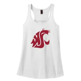 Ladies White WSU Crew Cut Tank