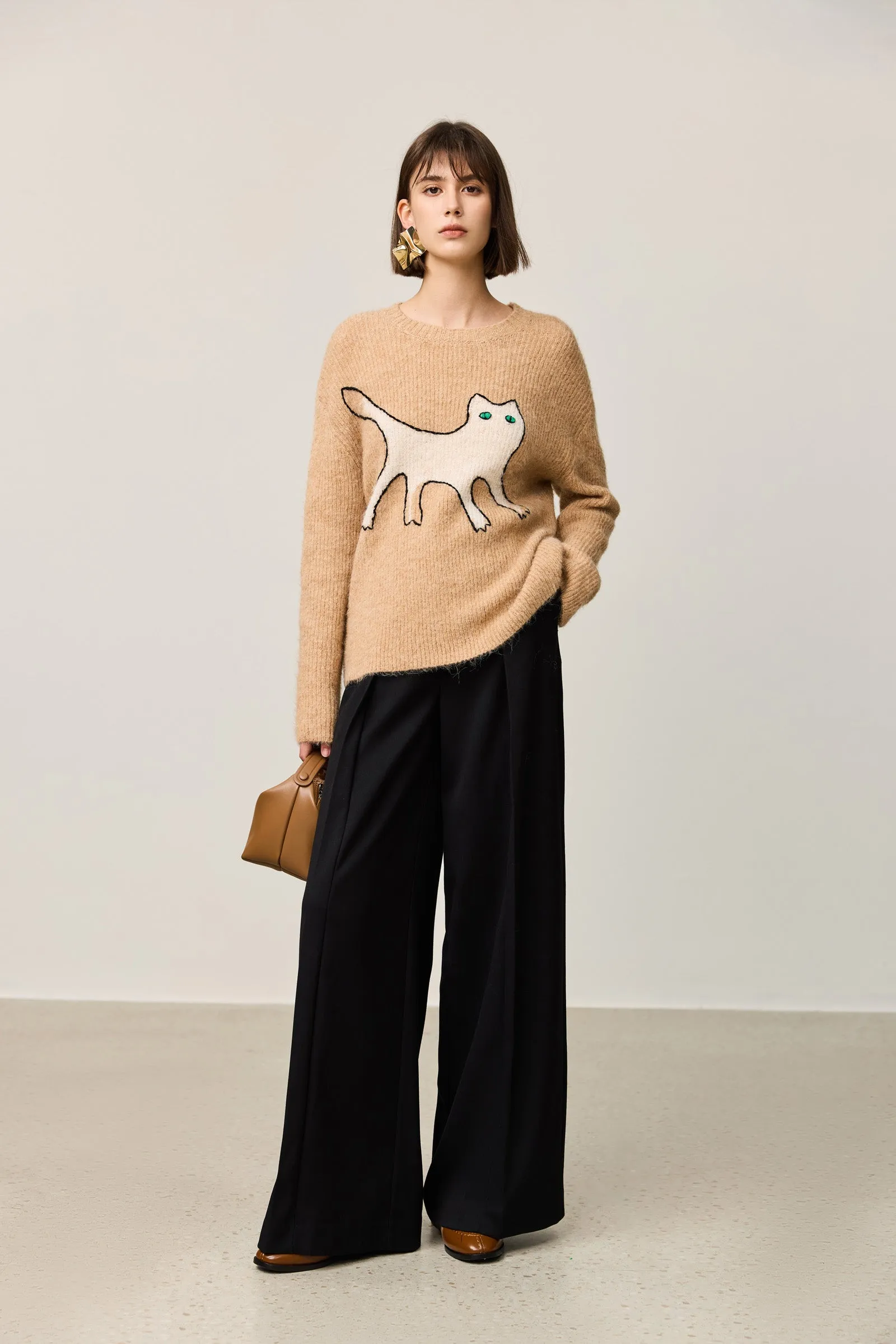 LILY Everyday Wear Cozy Cat Knit Sweater