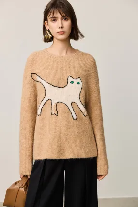 LILY Everyday Wear Cozy Cat Knit Sweater