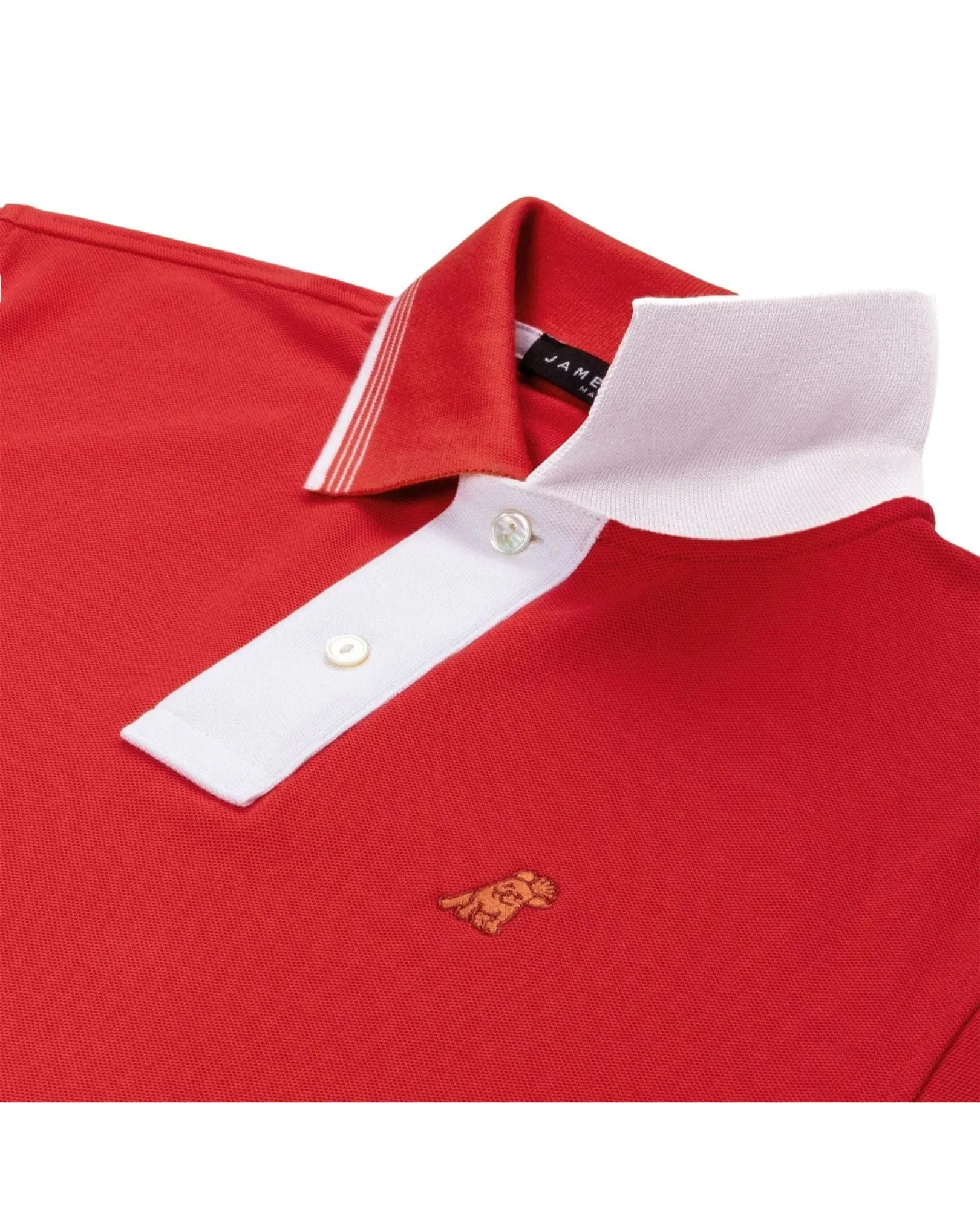 Men's Contrast Buttoning Polo Shirt - Risk Red A206