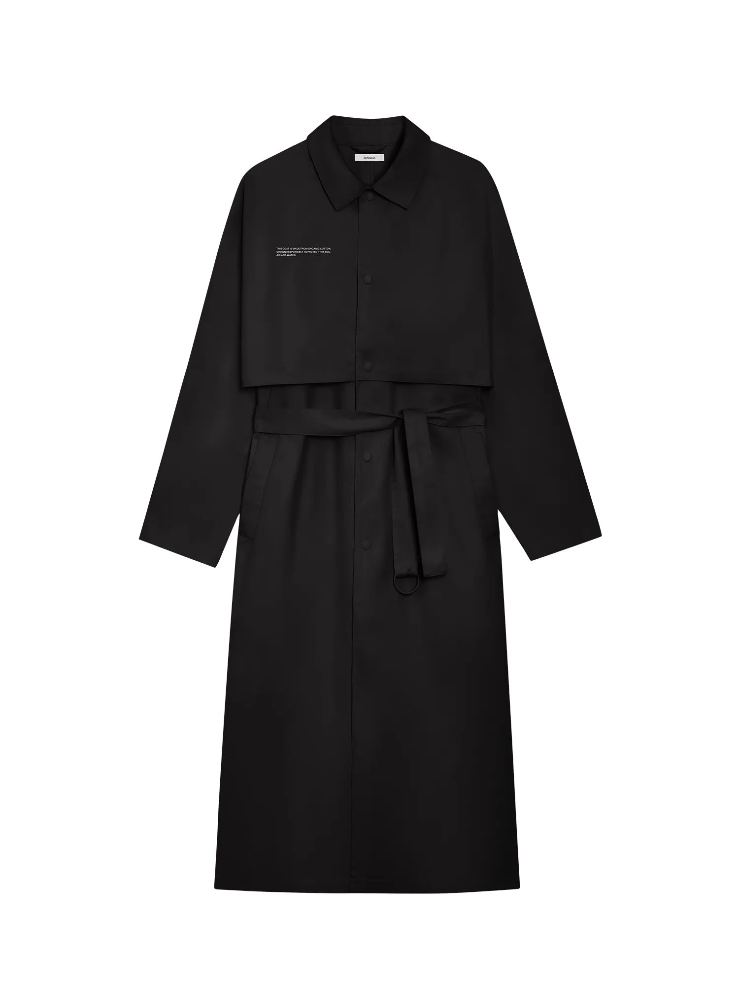 Mens Organic Cotton Trench Coat—black