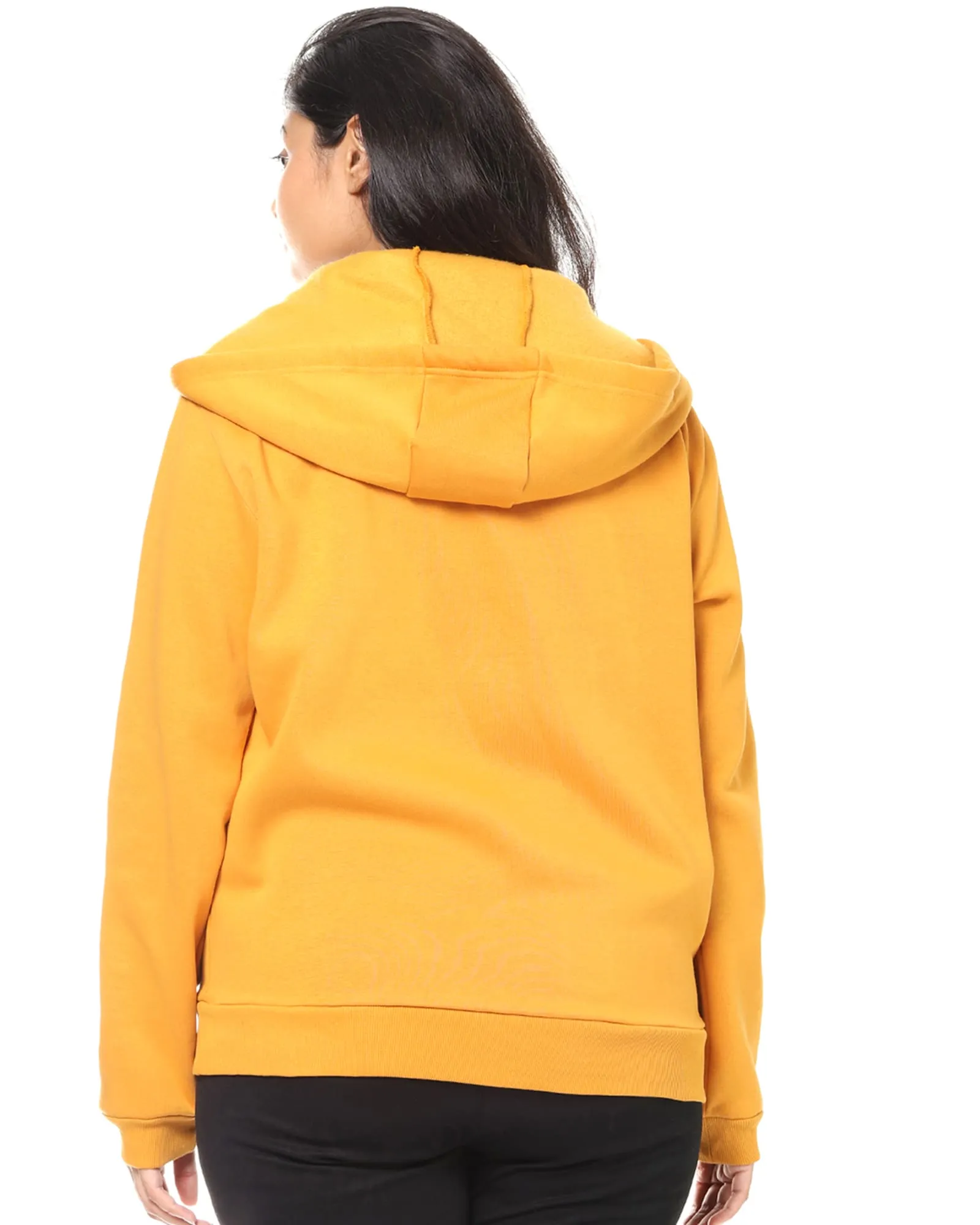 Mustard "Good Things Are Coming" Printed Front Zipper Sweatshirt | Mustard