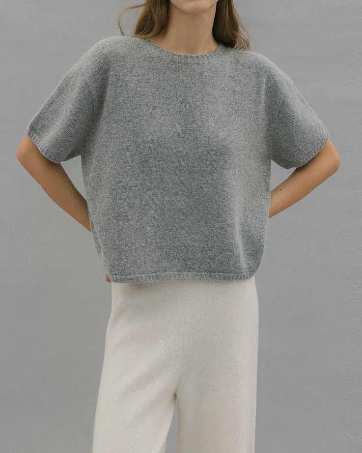 NINA HALF SLEEVE KNIT SOFT GREY