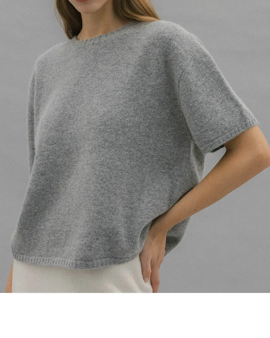 NINA HALF SLEEVE KNIT SOFT GREY