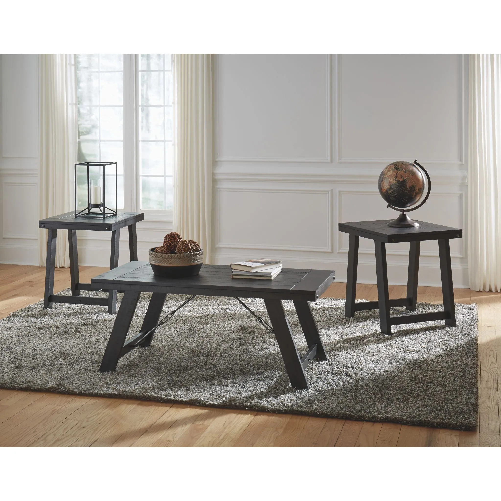 Noorbrook 3 Pack Tables - Black/Pewter