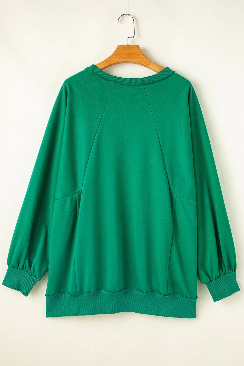 Notched Drop Shoulder Plus Sweatshirt