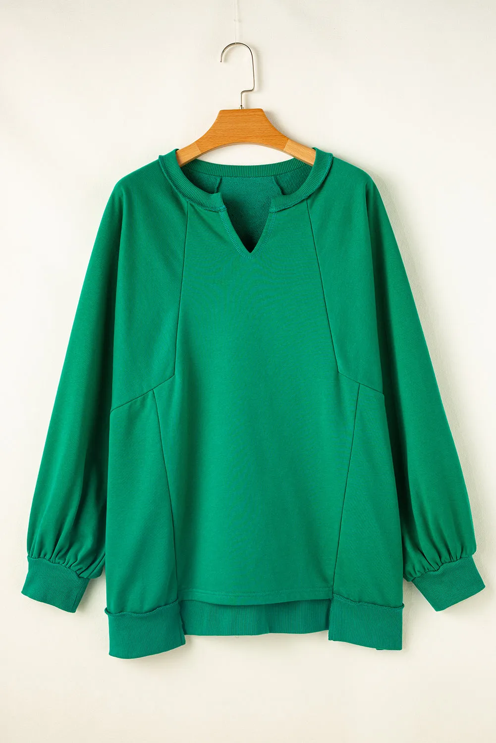 Notched Drop Shoulder Plus Sweatshirt