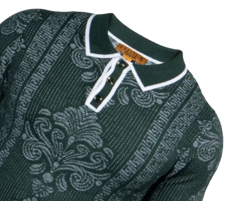 Prestige Green Men's Polo Sweater Luxury Fashion Design