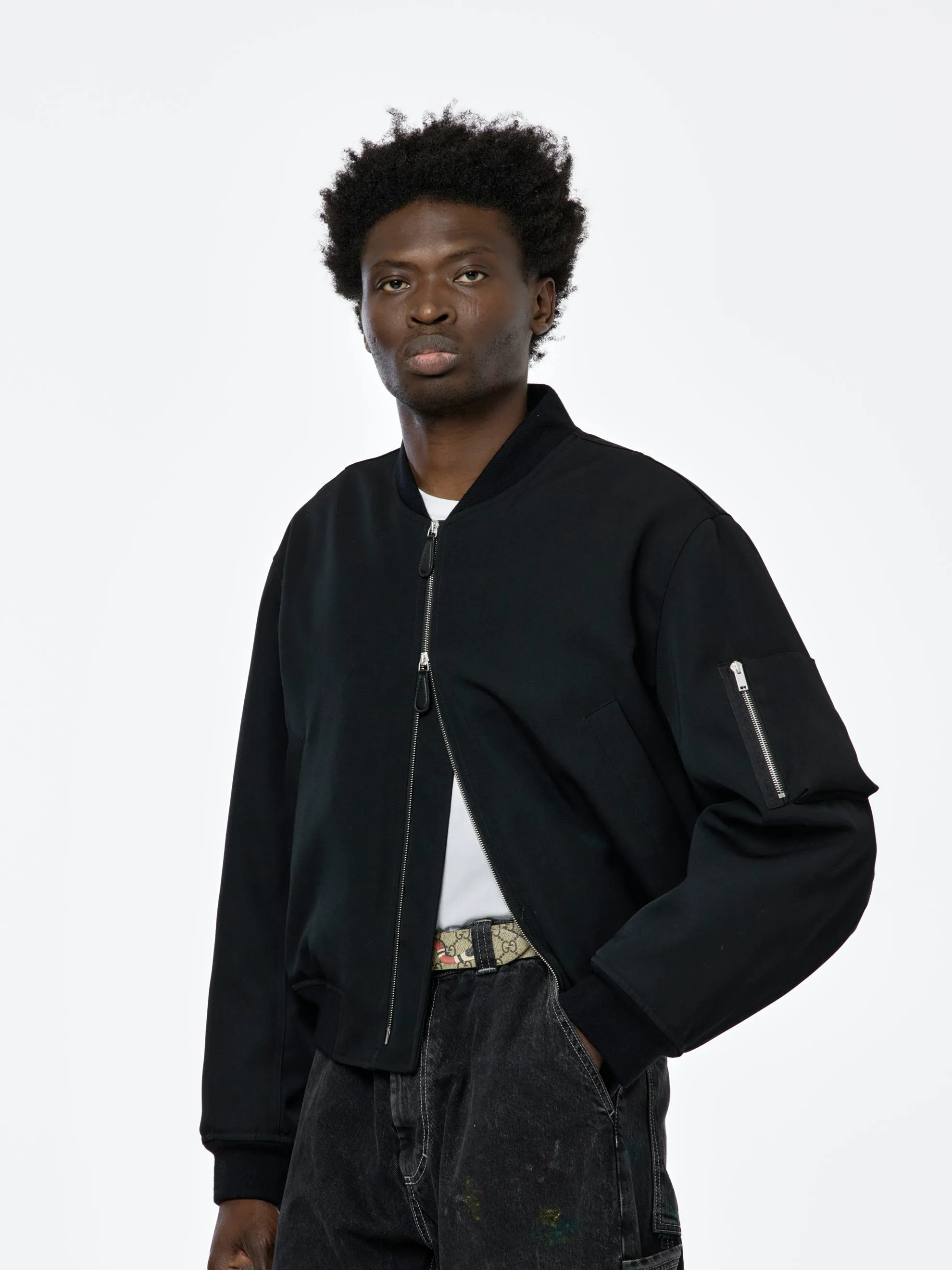 Rib Collar Blouson Jacket (Black)