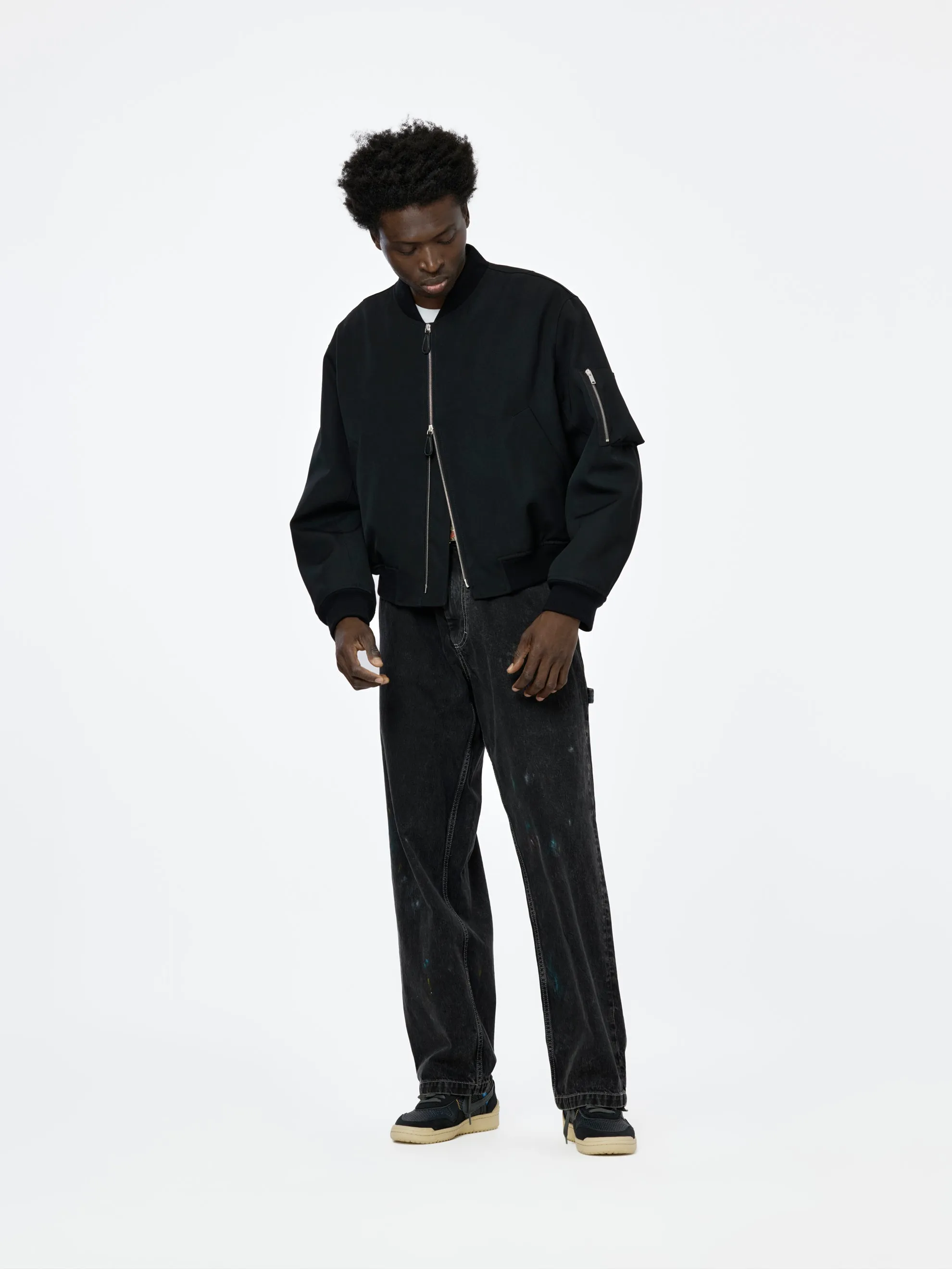 Rib Collar Blouson Jacket (Black)