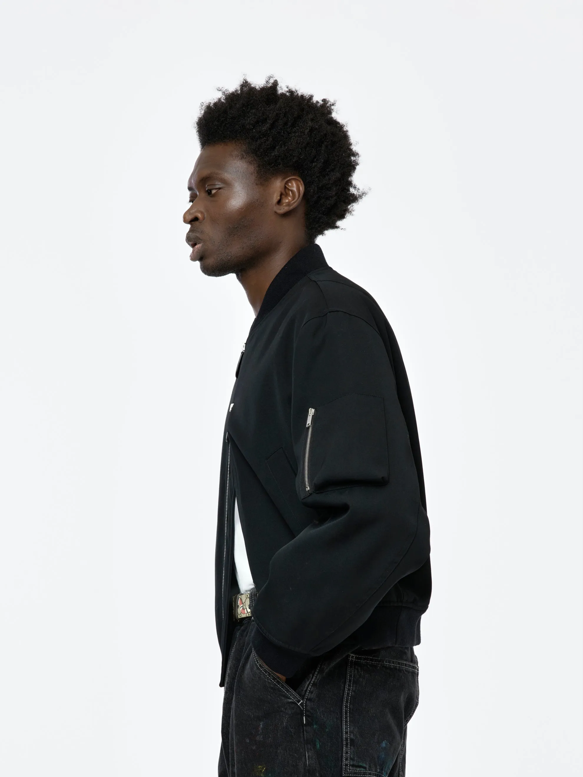 Rib Collar Blouson Jacket (Black)