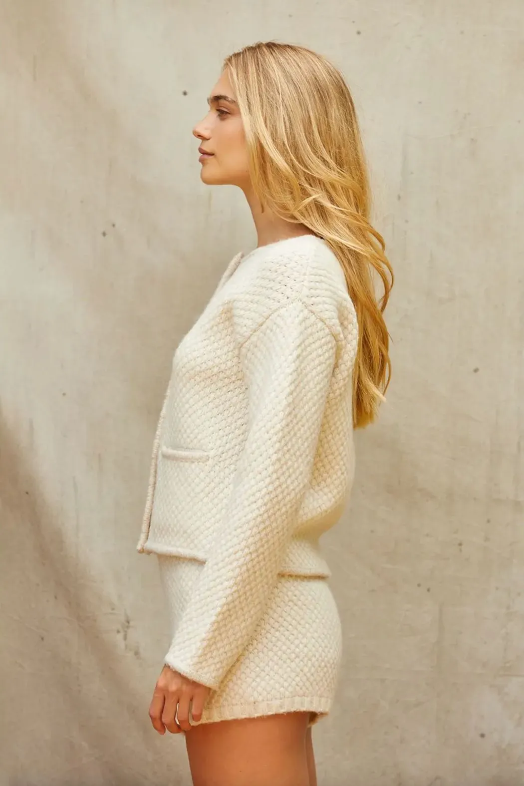 Sandy Boucle Knit Jacket Cream