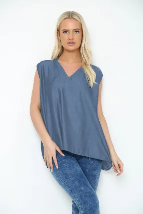 Sleeveless Denim V-Neck Top