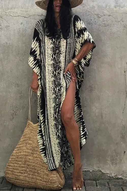 Snake Print Bat Cover Maxi Dress