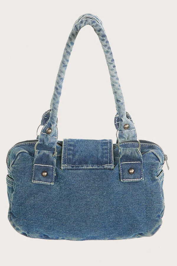 Stylish Five Pointed Star Decoration Denim Handbag