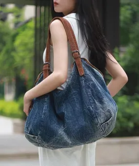 Stylish Large Capacity Blue Denim Satchel Bag Handbag MM059