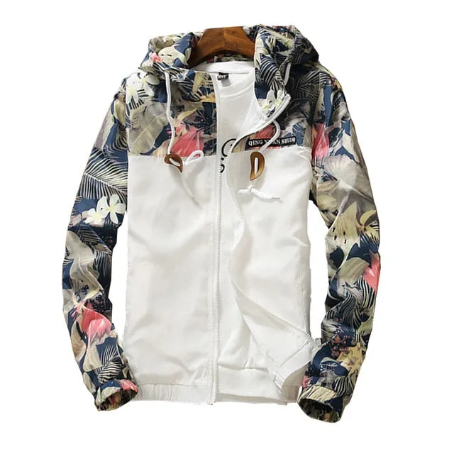 Trendy Floral Sleeve Casual Zipper Jacket