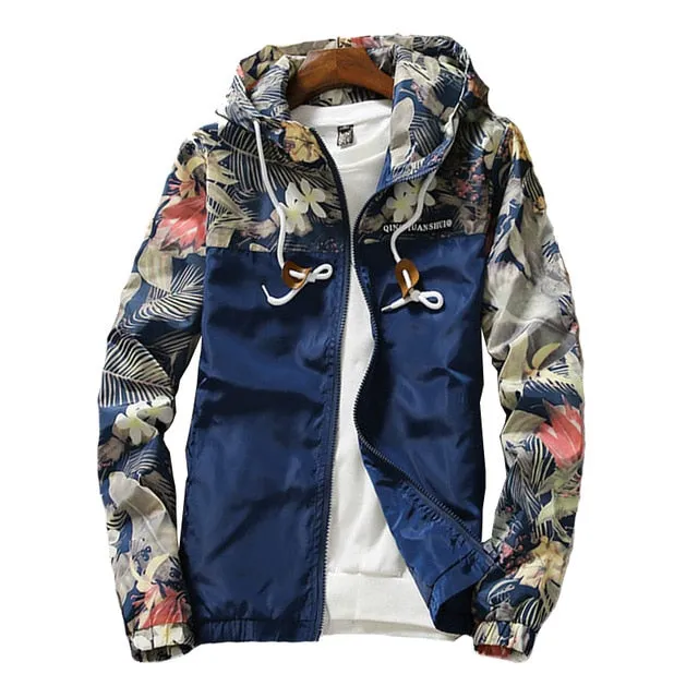 Trendy Floral Sleeve Casual Zipper Jacket