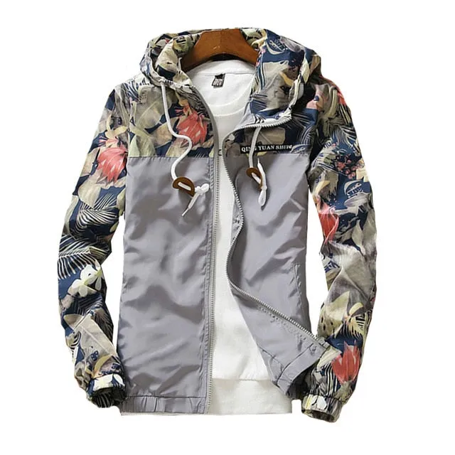 Trendy Floral Sleeve Casual Zipper Jacket