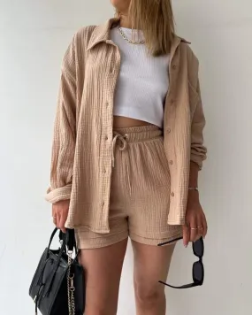 Trendy Ladies Set with Shirt and Shorts