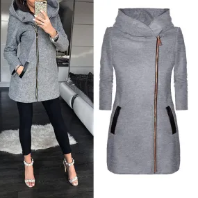 Trendy Long Sleeve Fashion Hooded Coat