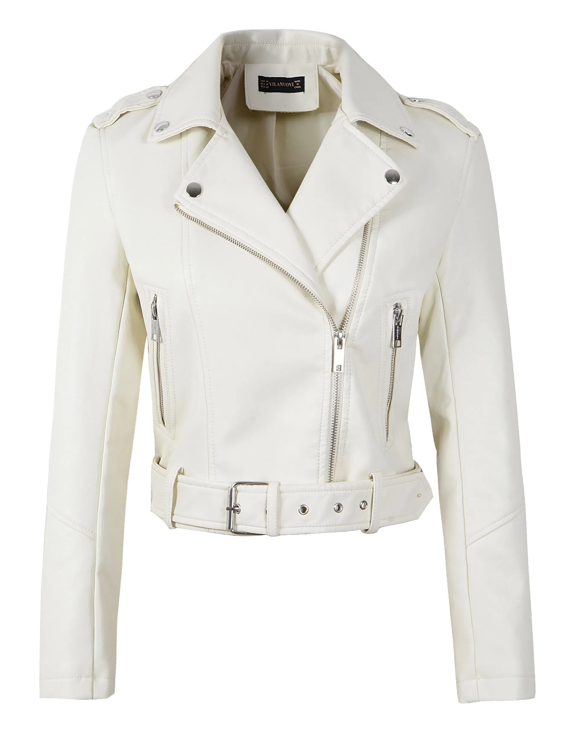 Trendy Solid Color Asymmetrical Leather Jacket