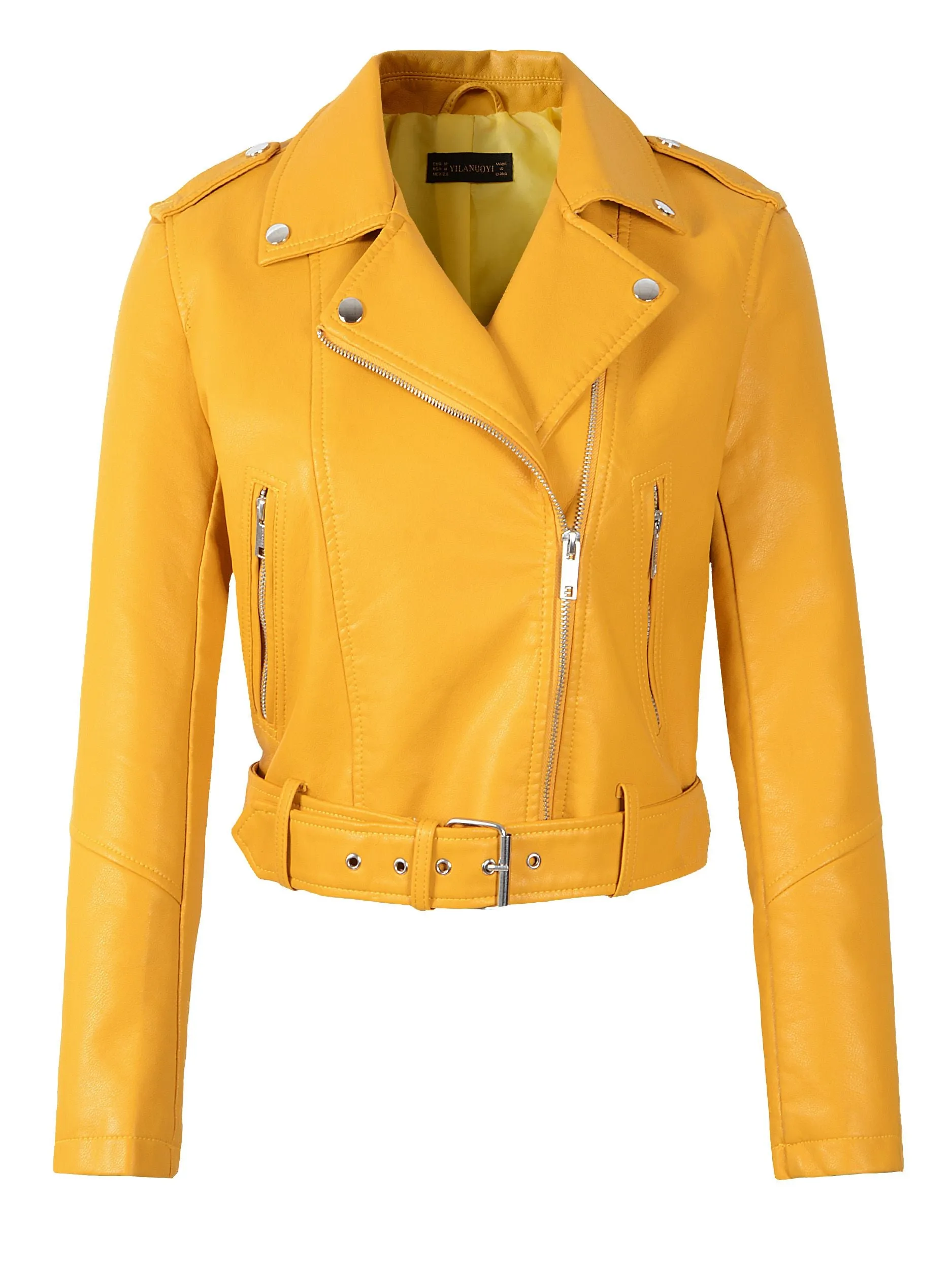 Trendy Solid Color Asymmetrical Leather Jacket