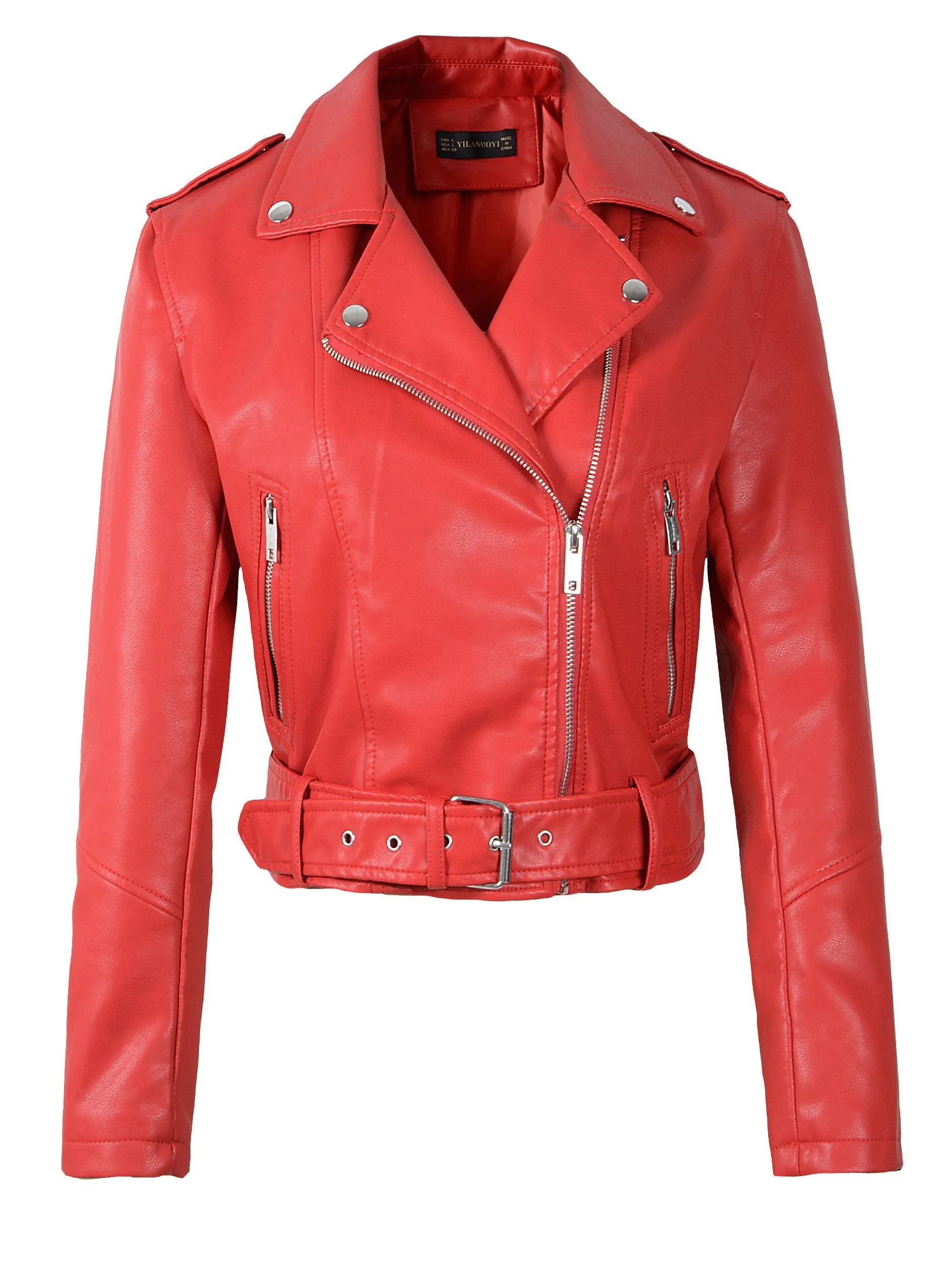 Trendy Solid Color Asymmetrical Leather Jacket