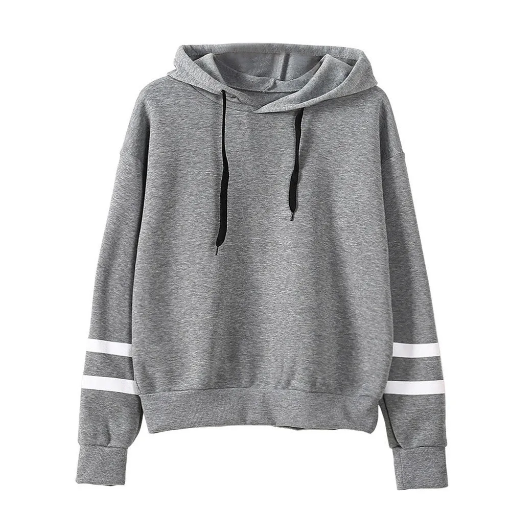 Trendy Women Hooded Loose Long Sleeved Sweatshirt Outerwear