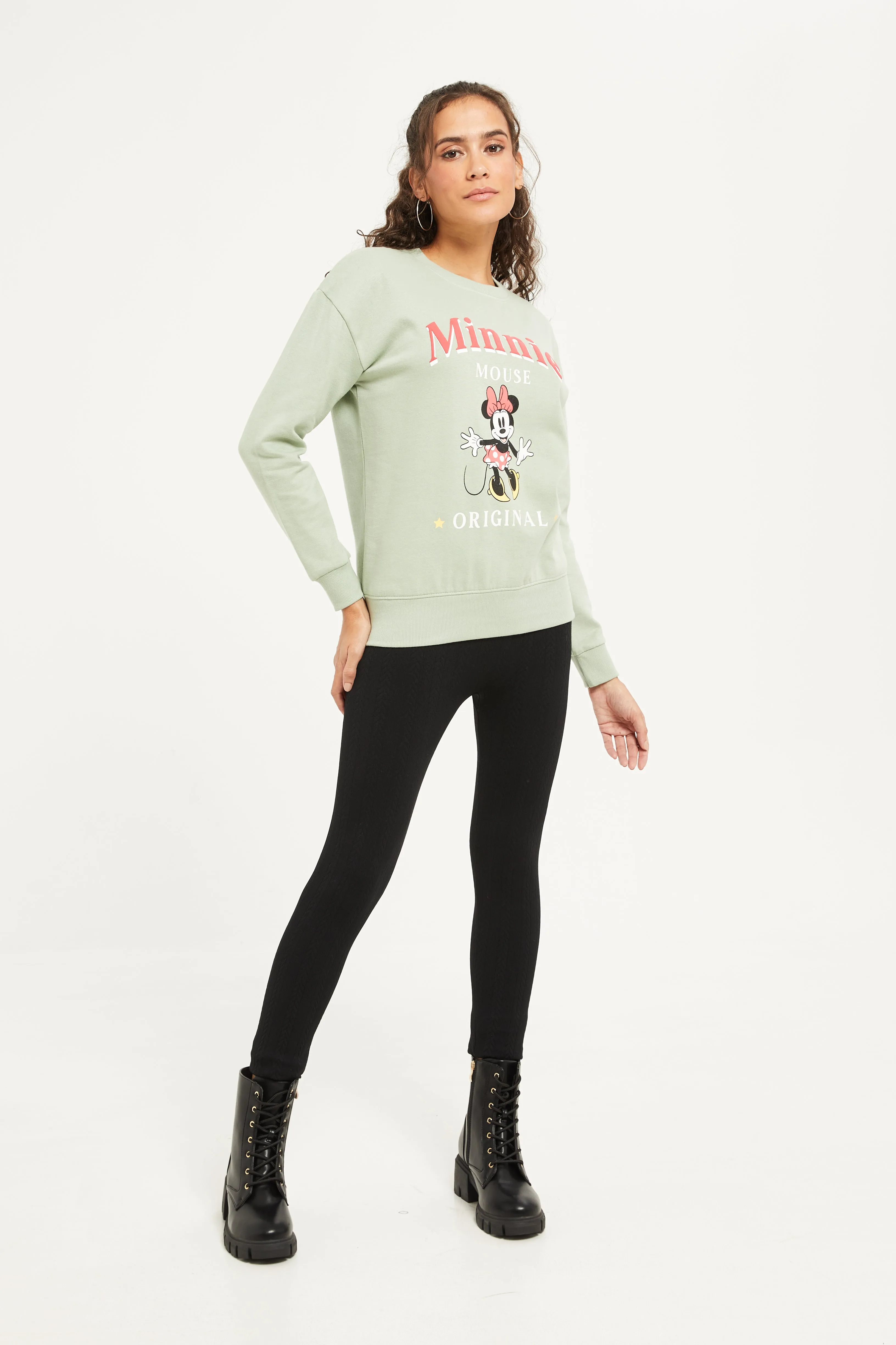 Women Mint Minnie Mouse Printed Sweatshirt