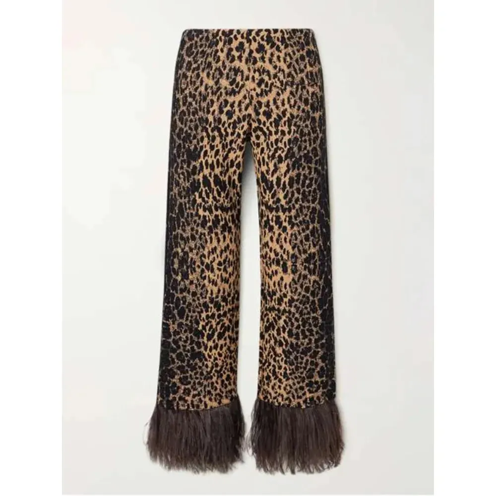 Women's Leopard Print Autumn & Winter Suit Round Neck Loose Fit