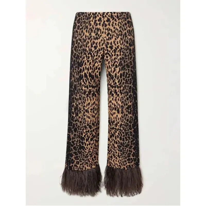 Women's Leopard Print Autumn & Winter Suit Round Neck Loose Fit